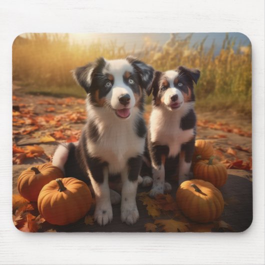 Australische Herder Puppy Herfst Delight Pompoen Muismat (Voorkant)
