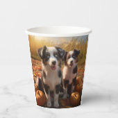 Australische Herder Puppy Herfst Delight Pompoen Papieren Bekers (Voorkant)