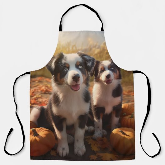 Australische Herder Puppy Herfst Delight Pompoen Schort (Voorkant)