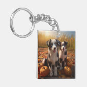Australische Herder Puppy Herfst Delight Pompoen Sleutelhanger (Voorkant Links)