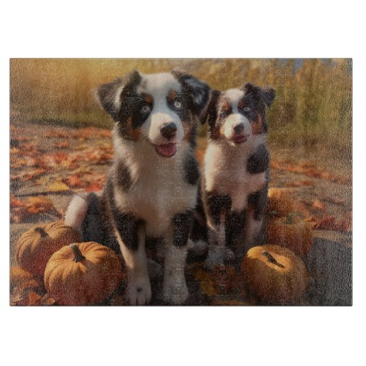 Australische Herder Puppy Herfst Delight Pompoen Snijplank (Voorkant)