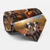 Australische Herder Puppy Herfst Delight Pompoen Stropdas (Opgerold)