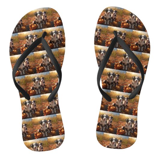 Australische Herder Puppy Herfst Delight Pompoen Teenslippers (Voetbed)
