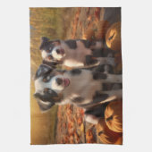 Australische Herder Puppy Herfst Delight Pompoen Theedoek (Verticaal)