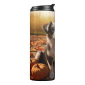 Australische Herder Puppy Herfst Delight Pompoen Thermosbeker (Gedraaid links)