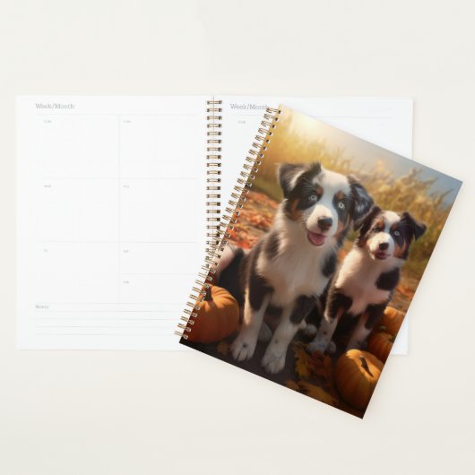 Australische Herder Puppy Herfst Genot Pompoen Planner (Display)