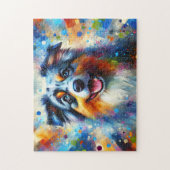 Australische Herder Puzzle: Blue Merle Aussie Hond Legpuzzel (Verticaal)