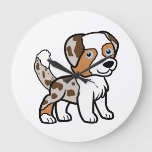 Australische Herder Red Merele Cartoon met Staart Grote Klok