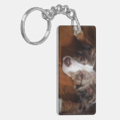 australische herder red merle plat leggen sleutelhanger (Voorkant Links)