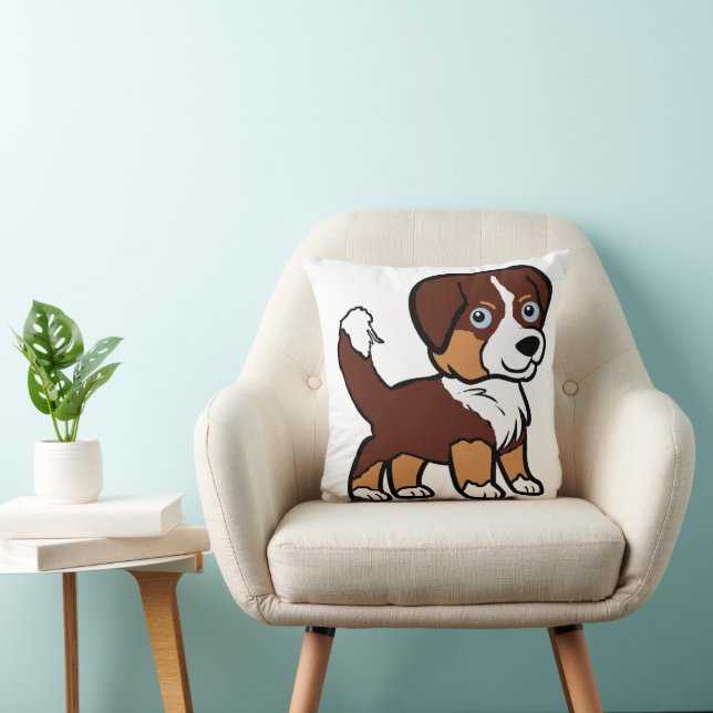 Australische Herder Red Tri Cartoon met Staart Kussen (Stoel)