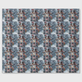 Australische herder rijden motorfiets kerst cadeaupapier (Vlak)