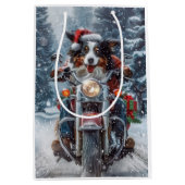 Australische herder rijden motorfiets kerst medium cadeauzakje (Voorkant)