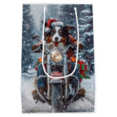 Australische herder rijden motorfiets kerst medium cadeauzakje (Achterkant)