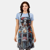 Australische herder rijden motorfiets kerst schort (Gedragen)