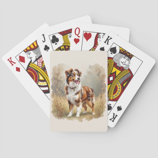 Australische Herder Rode Merle Aussie Pokerkaarten (Achterkant)