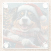 Australische Herder Roller Coaster Kerstmis Glazen Onderzetter (Achterkant)