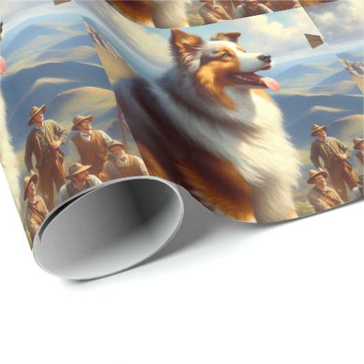 Australische herder schilderij Cadeaupapier (Rol Hoek)