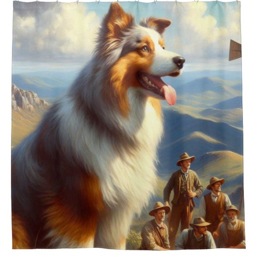  Australische herder schilderij Douchegordijn (Voorkant)