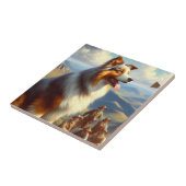 Australische herder schilderij Tegeltje (Zijkant)