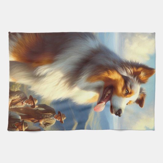 Australische herder schilderij Theedoek (Horizontaal)