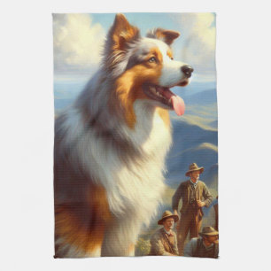  Australische herder schilderij Theedoek