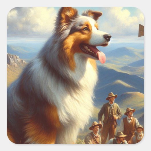  Australische herder schilderij Vierkante Sticker (Voorkant)