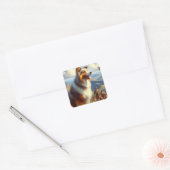  Australische herder schilderij Vierkante Sticker (Envelop)