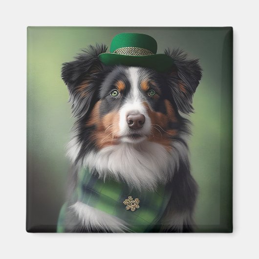 Australische herder Sint Patrick Magneet (Voorkant)