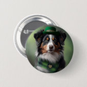 Australische herder Sint Patrick Ronde Button 5,7 Cm (Voorkant /achterkant)