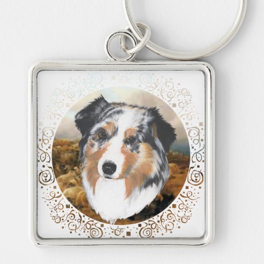 Australische Herder Sleutelhanger (Voorkant)