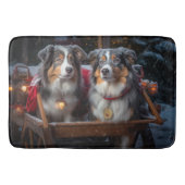 Australische herder sneeuwslee kerstdecor badmat (Voorkant)