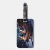 Australische herder sneeuwslee kerstdecor bagagelabel (Achterkant verticaal)