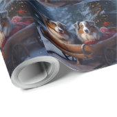 Australische herder sneeuwslee kerstdecor cadeaupapier (Rol Hoek)