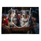 Australische herder sneeuwslee kerstdecor groot cadeauzakje (Voorkant)