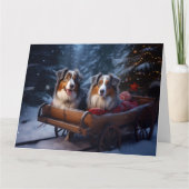 Australische herder sneeuwslee kerstdecor kaart (Voorkant)