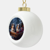 Australische herder sneeuwslee kerstdecor keramische bal ornament (Rechts)