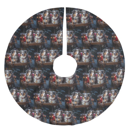 Australische herder sneeuwslee kerstdecor kerstboom rok (Voorkant)