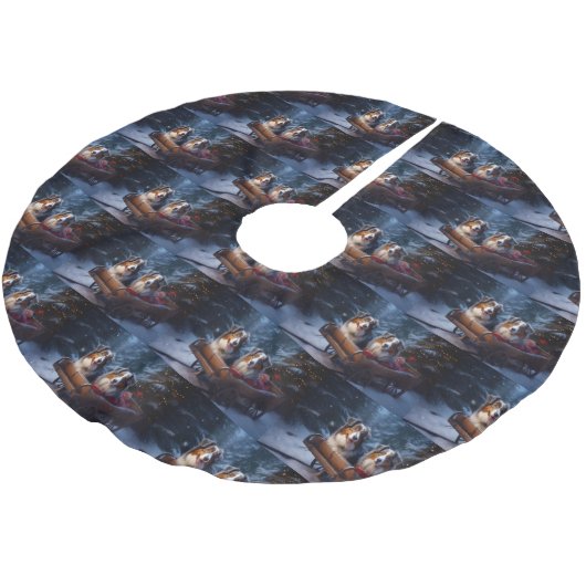 Australische herder sneeuwslee kerstdecor kerstboom rok (Gekanteld)