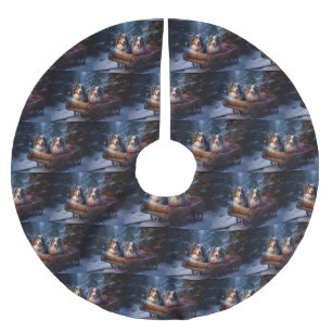 Australische herder sneeuwslee kerstdecor kerstboom rok