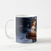 Australische herder sneeuwslee kerstdecor koffiemok (Links)