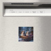 Australische herder sneeuwslee kerstdecor magneet (Insitu (Vaatwasser))