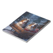 Australische herder sneeuwslee kerstdecor notitieblok (Linkerzijde)