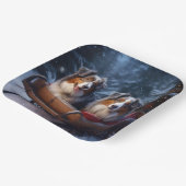 Australische herder sneeuwslee kerstdecor papieren bordje (Gebogen)
