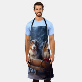 Australische herder sneeuwslee kerstdecor schort (Gedragen)