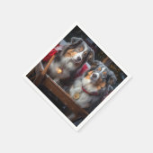 Australische herder sneeuwslee kerstdecor servet (Hoek)