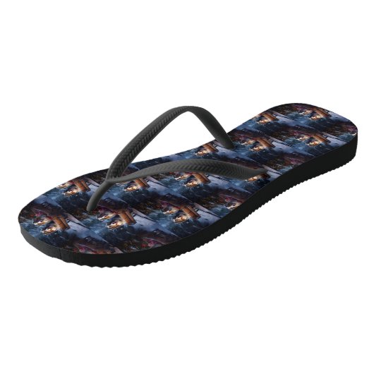 Australische herder sneeuwslee kerstdecor teenslippers (Schuin)