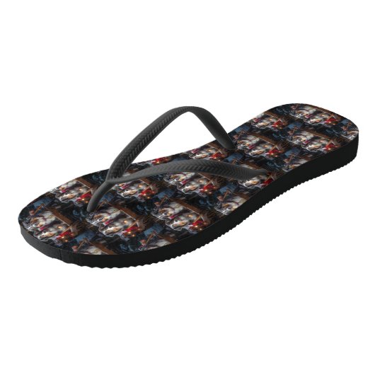 Australische herder sneeuwslee kerstdecor teenslippers (Schuin)
