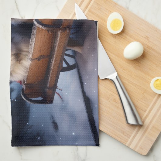 Australische herder sneeuwslee kerstdecor theedoek (Quarter Fold)