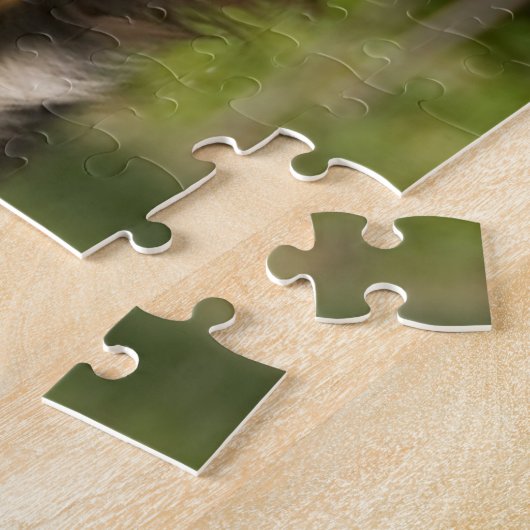 Australische herder speelt met bal legpuzzel (Zijkant)