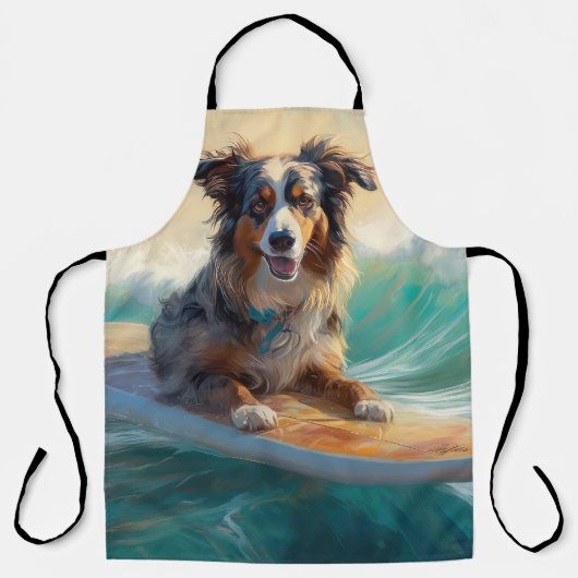 Australische Herder Strand Surfen Schilderen Schort (Voorkant)